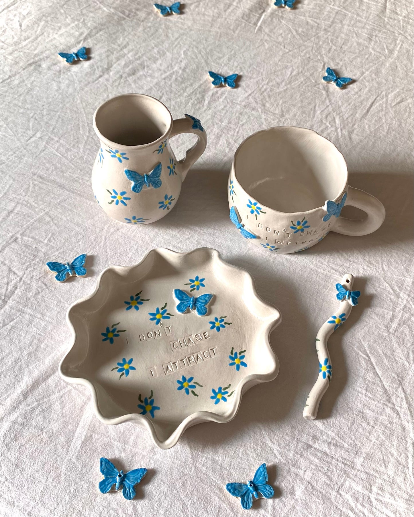 Assiette papillon bleu