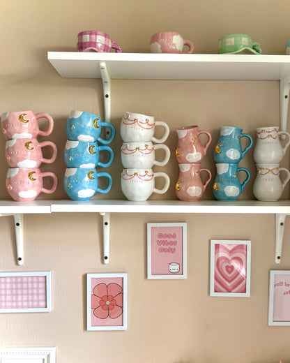 Pichet nuage bleu et or