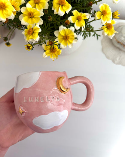 Mug / Tasse nuage rose et or