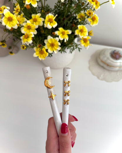 Touillette lune / étoile ou noeuds or