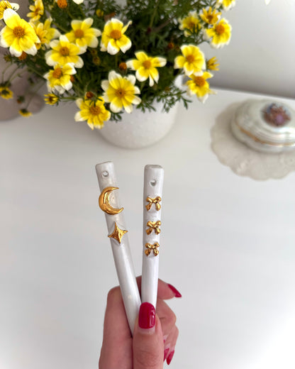 Touillette lune / étoile ou noeuds or