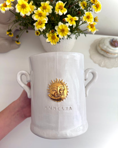 Vase lune et soleil or